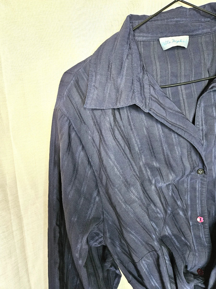 Donkerblauwe vintage blouse van katoen | 4XL