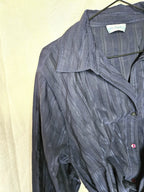 Donkerblauwe vintage blouse van katoen | 4XL