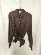 Zachte bruine cupro blouse met zonnetjes | XXL