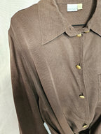 Zachte bruine cupro blouse met zonnetjes | XXL