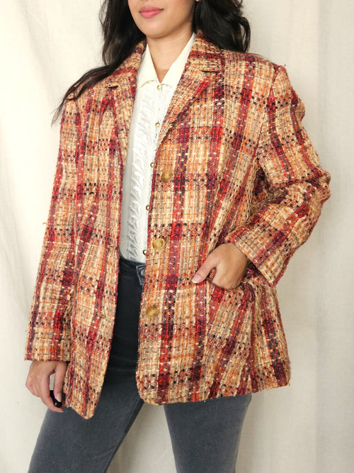 Bouclé vintage blazer peach | L/XL