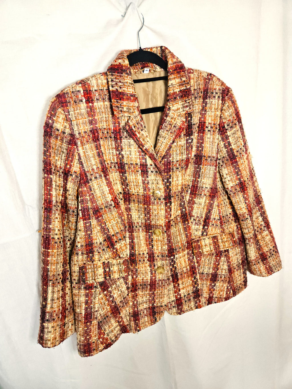 Bouclé vintage blazer perzik | L/XL