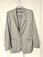 Grijze vintage blazer met geblokt patroon | M/L