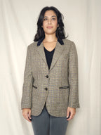 Wollen geruite vintage blazer | M
