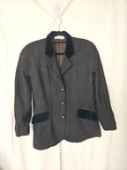 Donkerbruine geruite vintage blazer van wol | XL