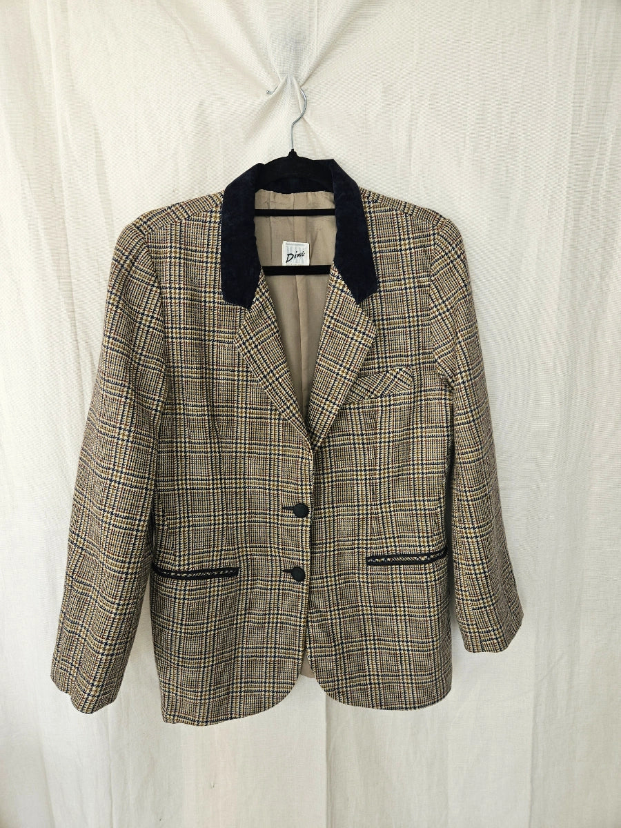 Wollen geruite vintage blazer | M