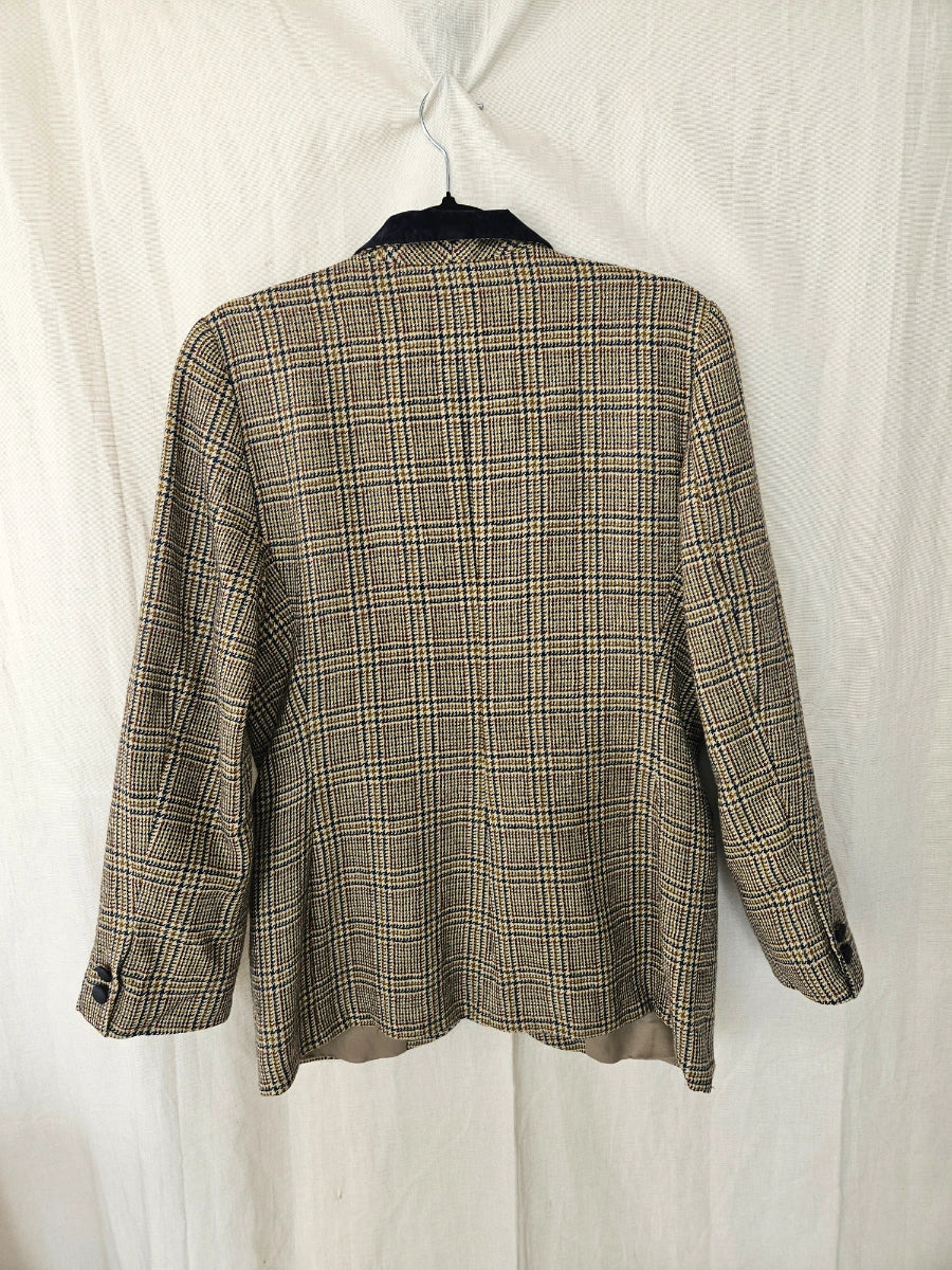 Wollen geruite vintage blazer | M