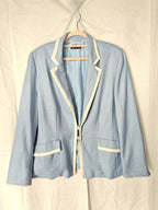 Lichtblauwe vintage blazer van zijde en wol | M