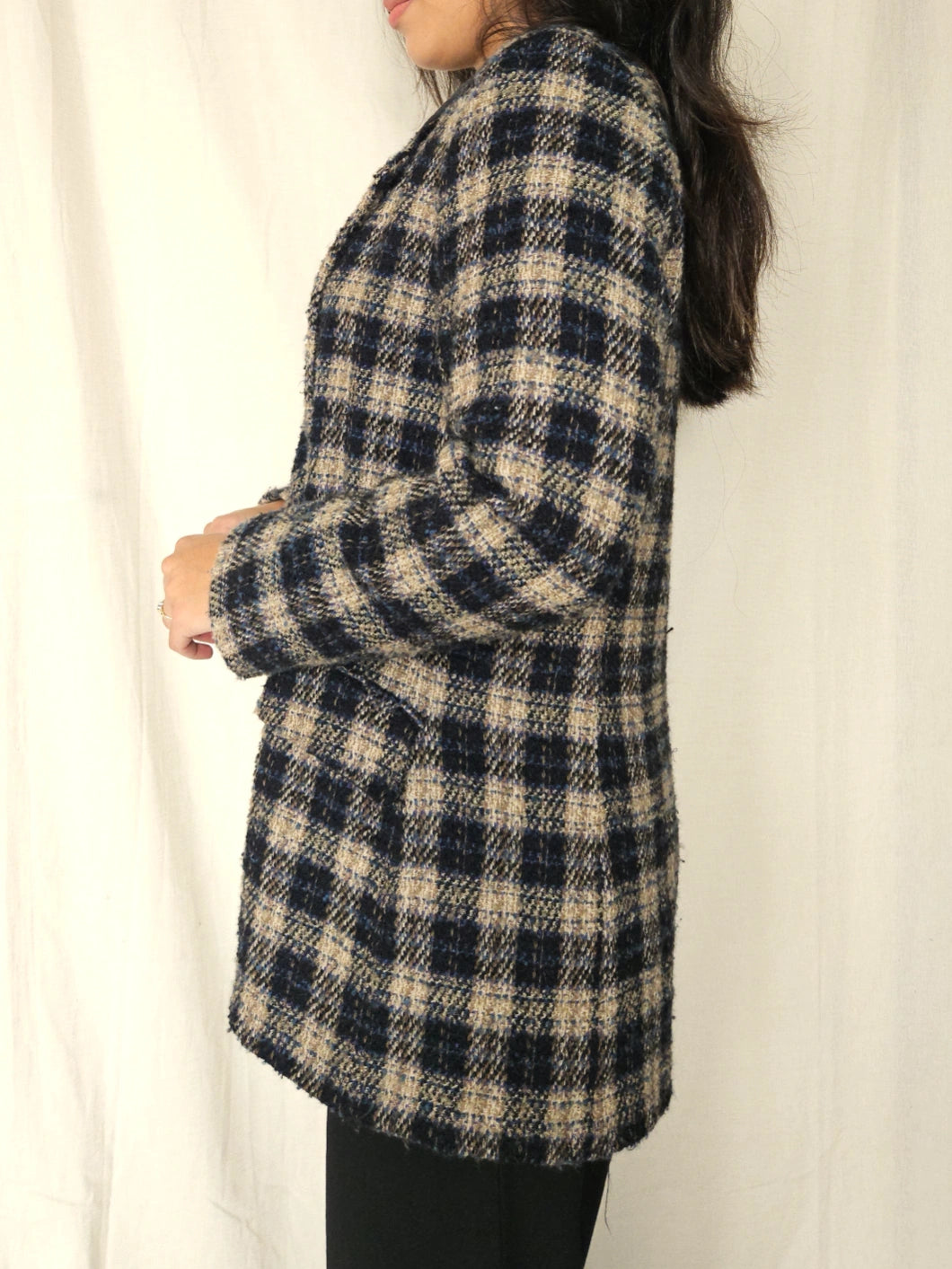 Zachte grof-gebreide vintage blazer | M