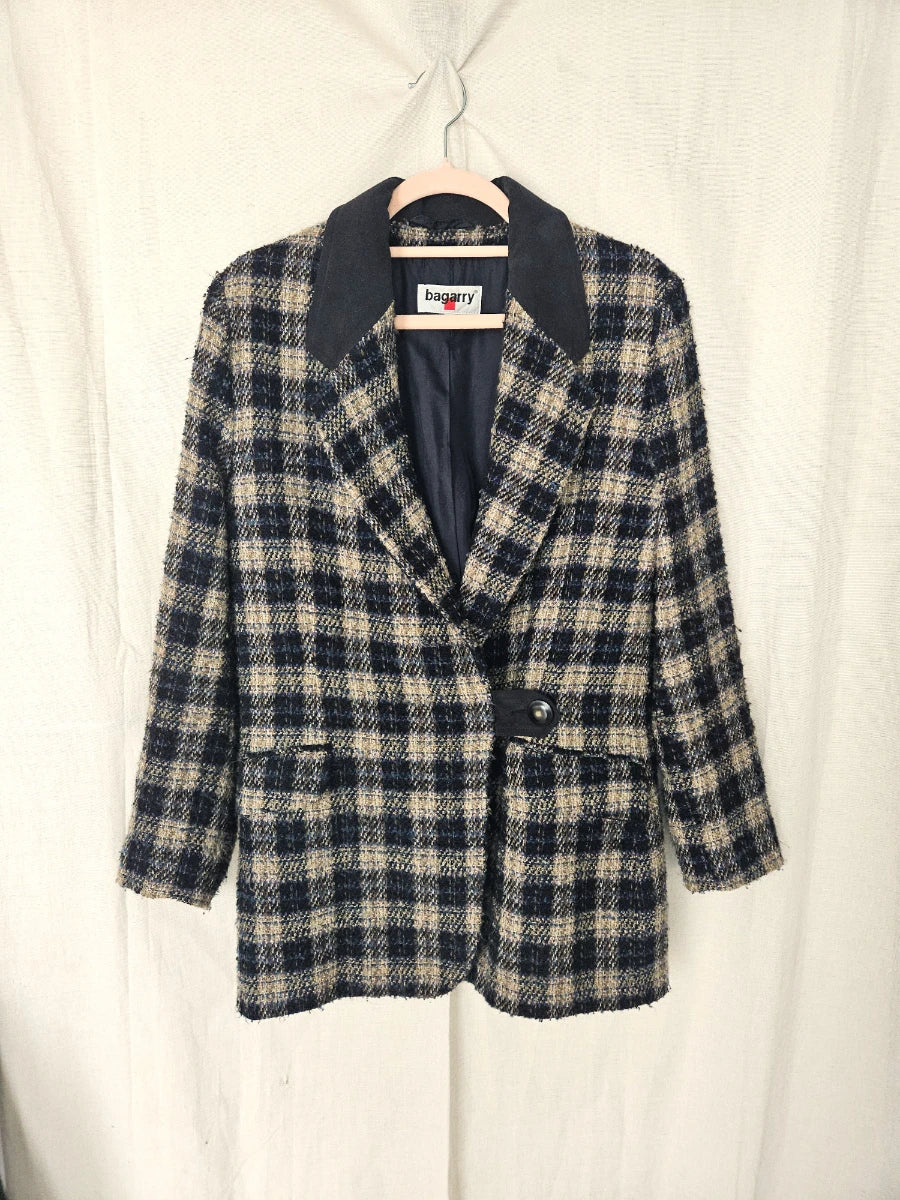 Zachte grof-gebreide vintage blazer | M