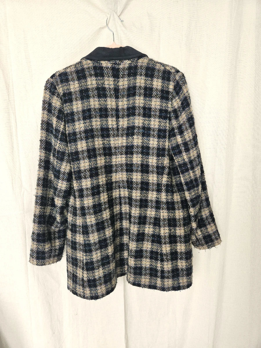 Zachte grof-gebreide vintage blazer | M