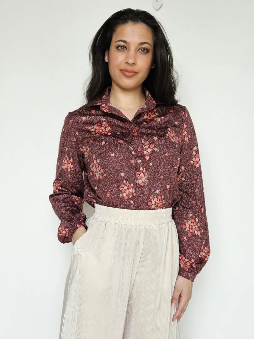 70s deadstock silky parel rode blouse | S/M