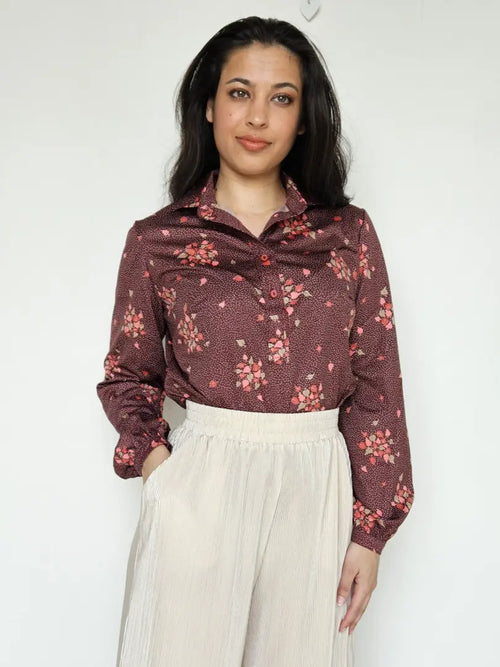70s deadstock silky parel rode blouse | S/M