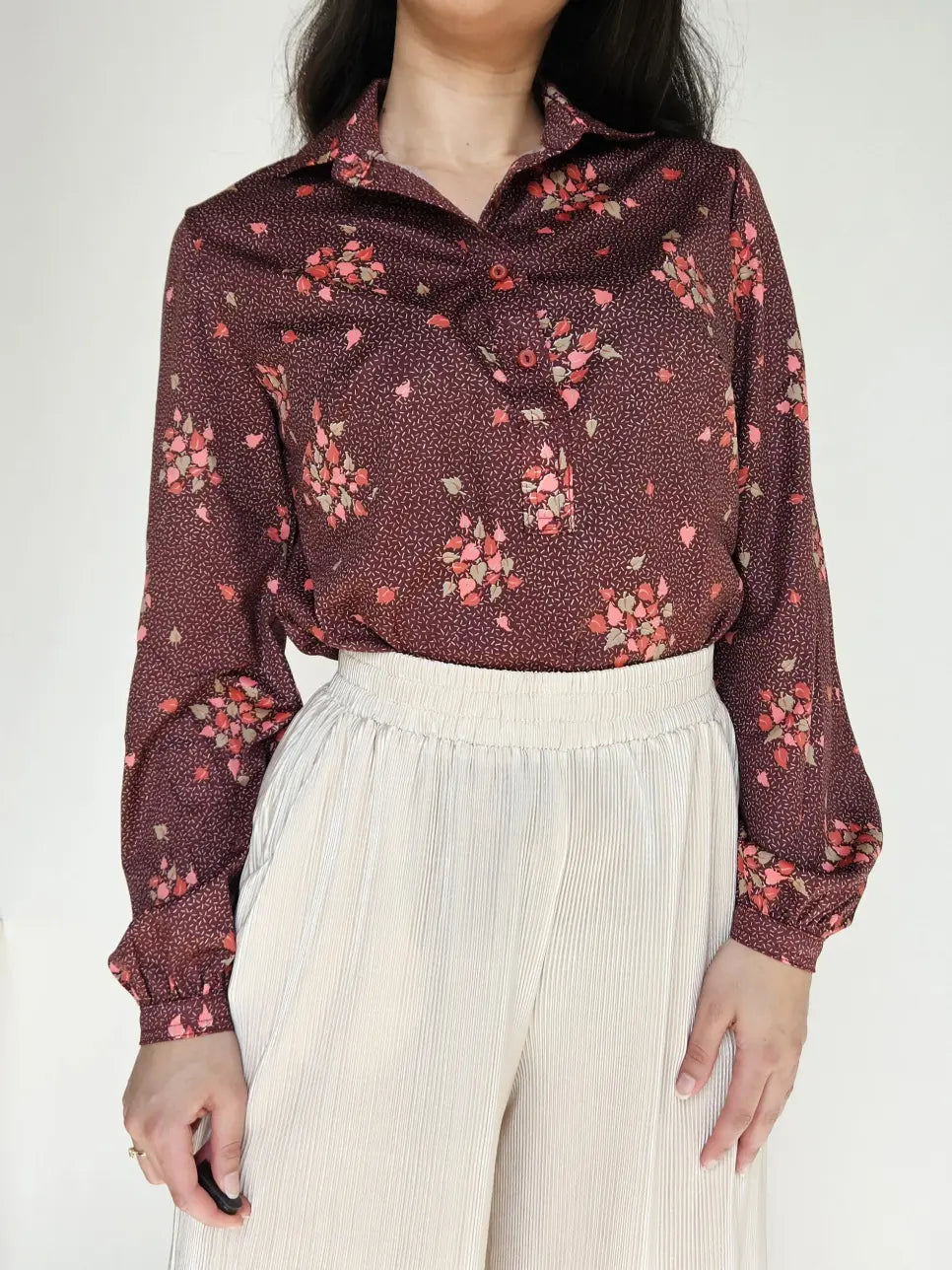 70s deadstock silky parel rode blouse | S/M