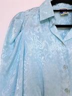 Shiny lichtblauwe vintage blouse | M