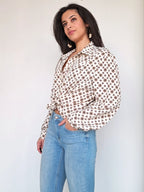 witte vintage blouse met print