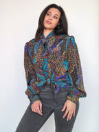 vintage blouse met gekleurde print
