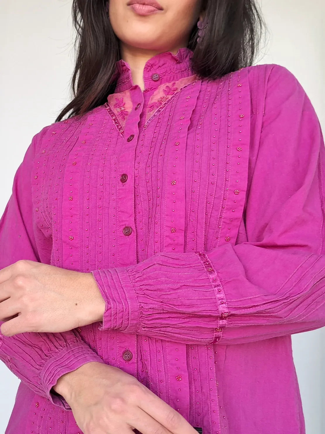 paarse katoenen vintage blouse