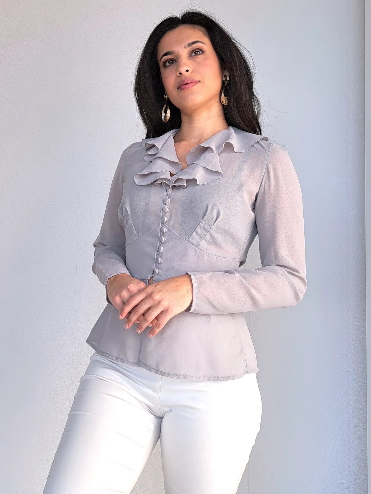grijze vintage blouse