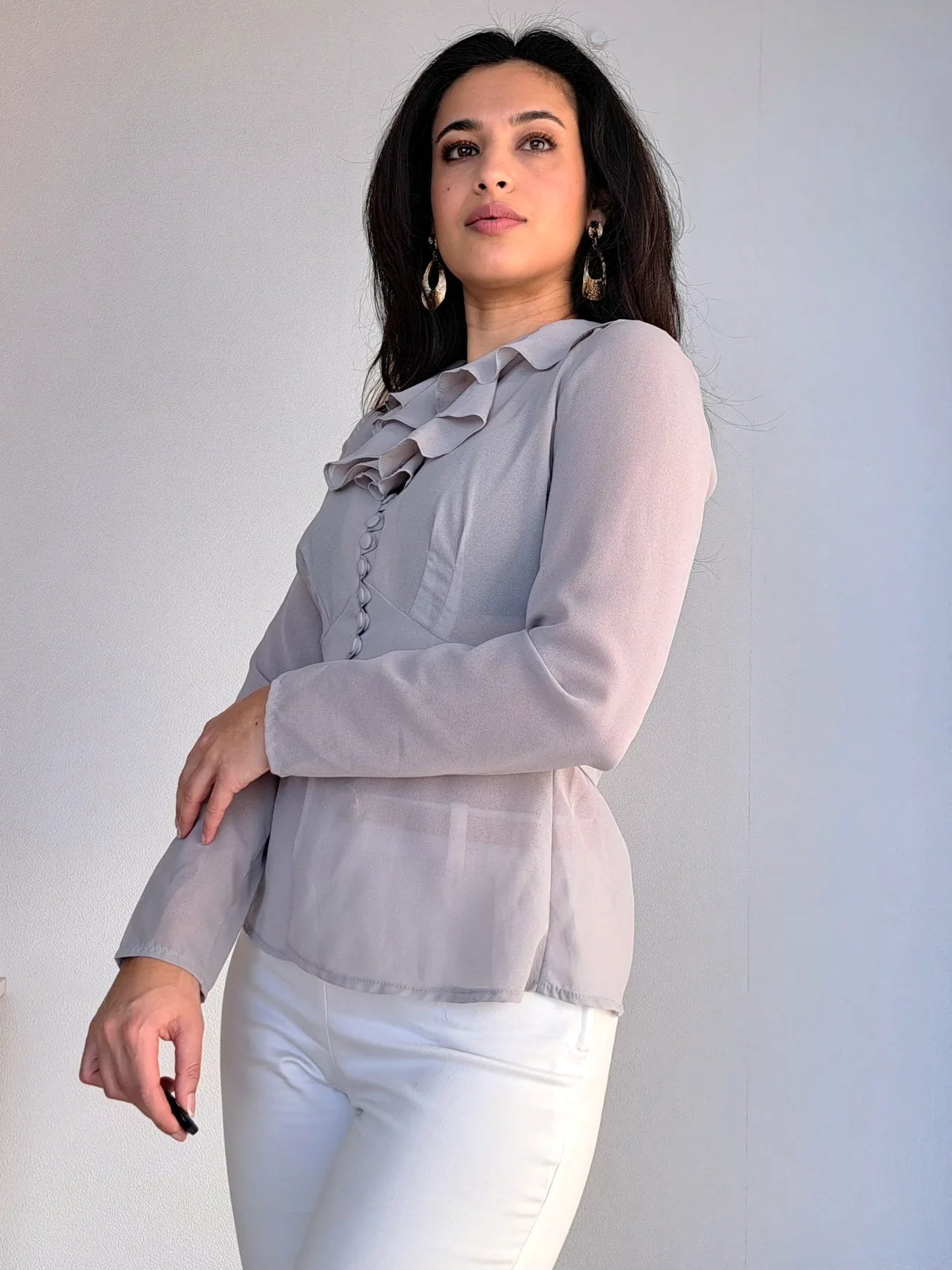 grijze vintage blouse