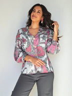 Vintage blouse met bloemenschilderijen | XL