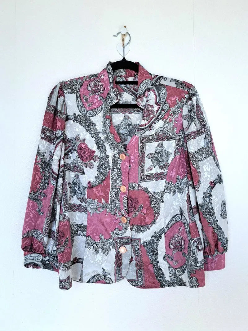 Vintage blouse met bloemenschilderijen | XL