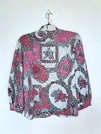 Vintage blouse met bloemenschilderijen | XL