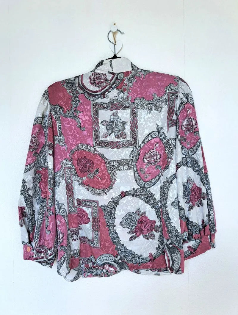Vintage blouse met bloemenschilderijen | XL