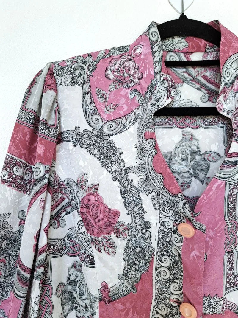 Vintage blouse met bloemenschilderijen | XL