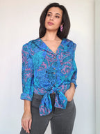 lichtblauwe vintage blouse