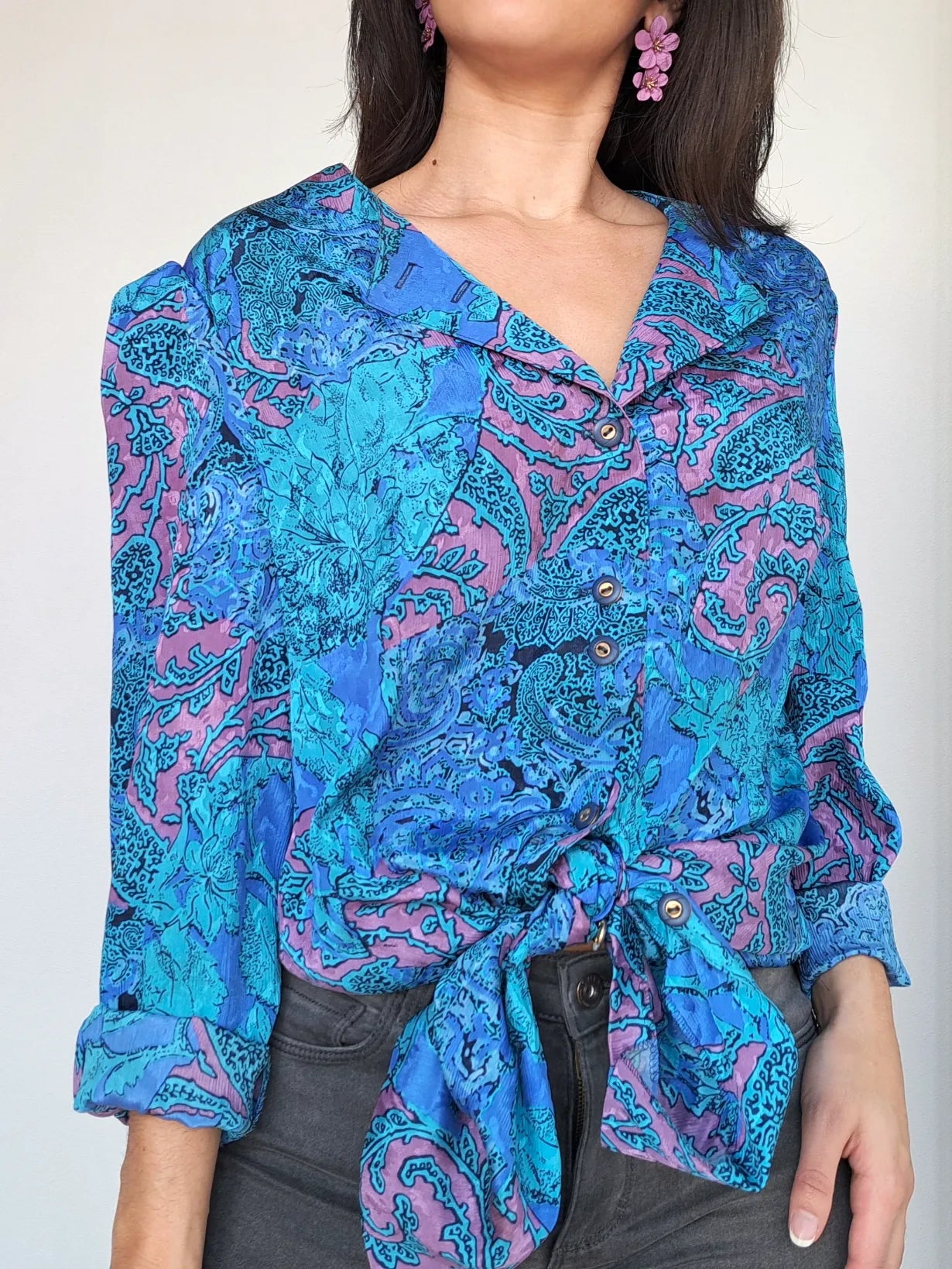 lichtblauwe vintage blouse