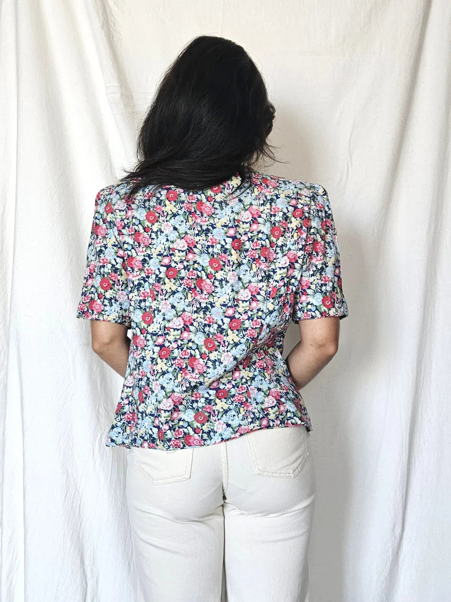 Getailleerde vintage blouse van viscose | L/XL