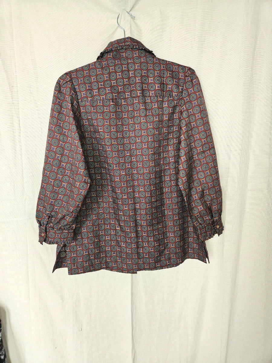 Lichtrode vintage blouse met ruffles | XS/S