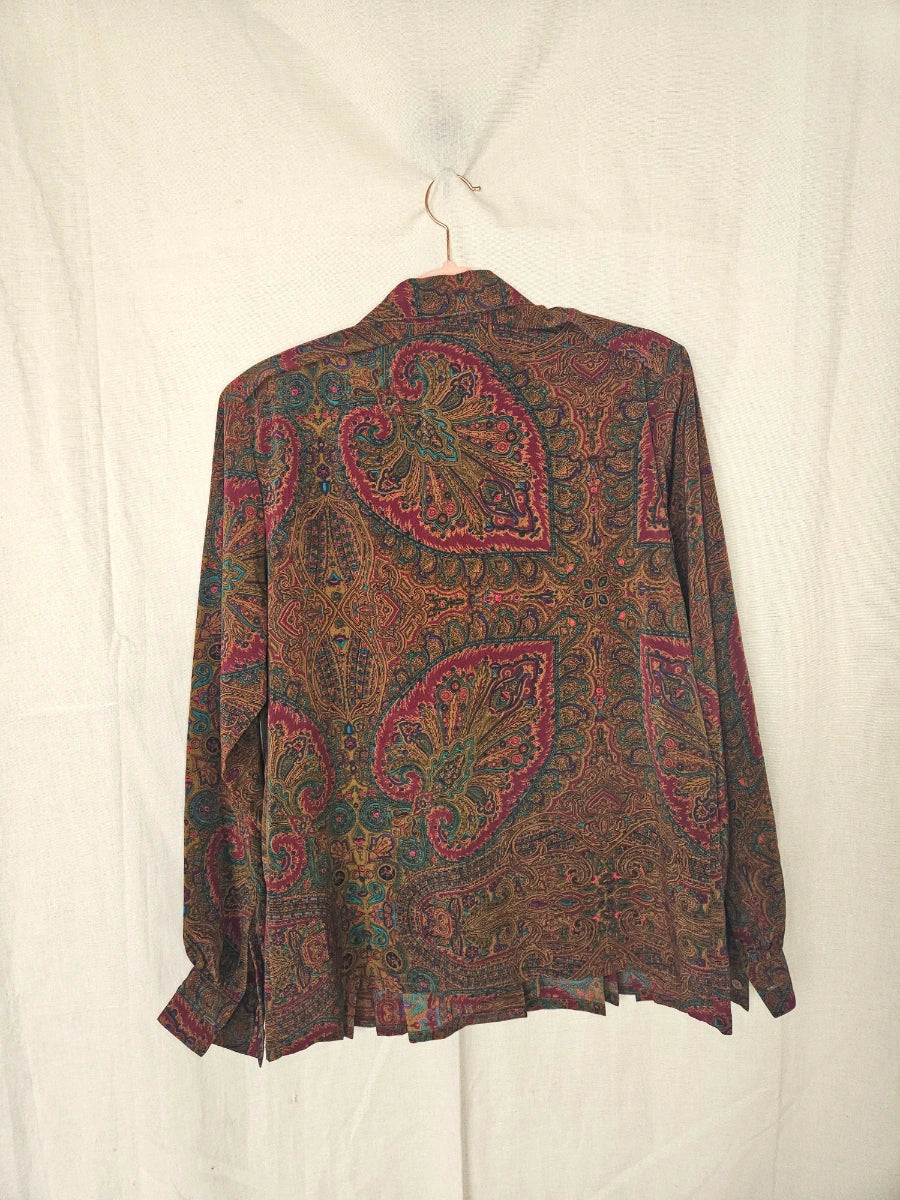 Herfstkleuren vintage blouse met plooien | L