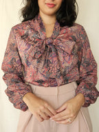 Vintage blouse Ribbon Up | L
