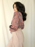 Vintage blouse Ribbon Up | L