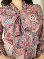 Vintage blouse Ribbon Up | L