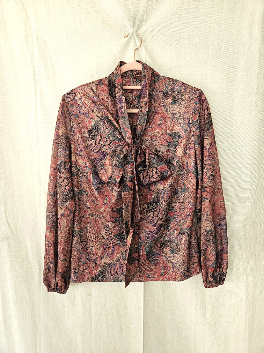 Vintage blouse Ribbon Up | L