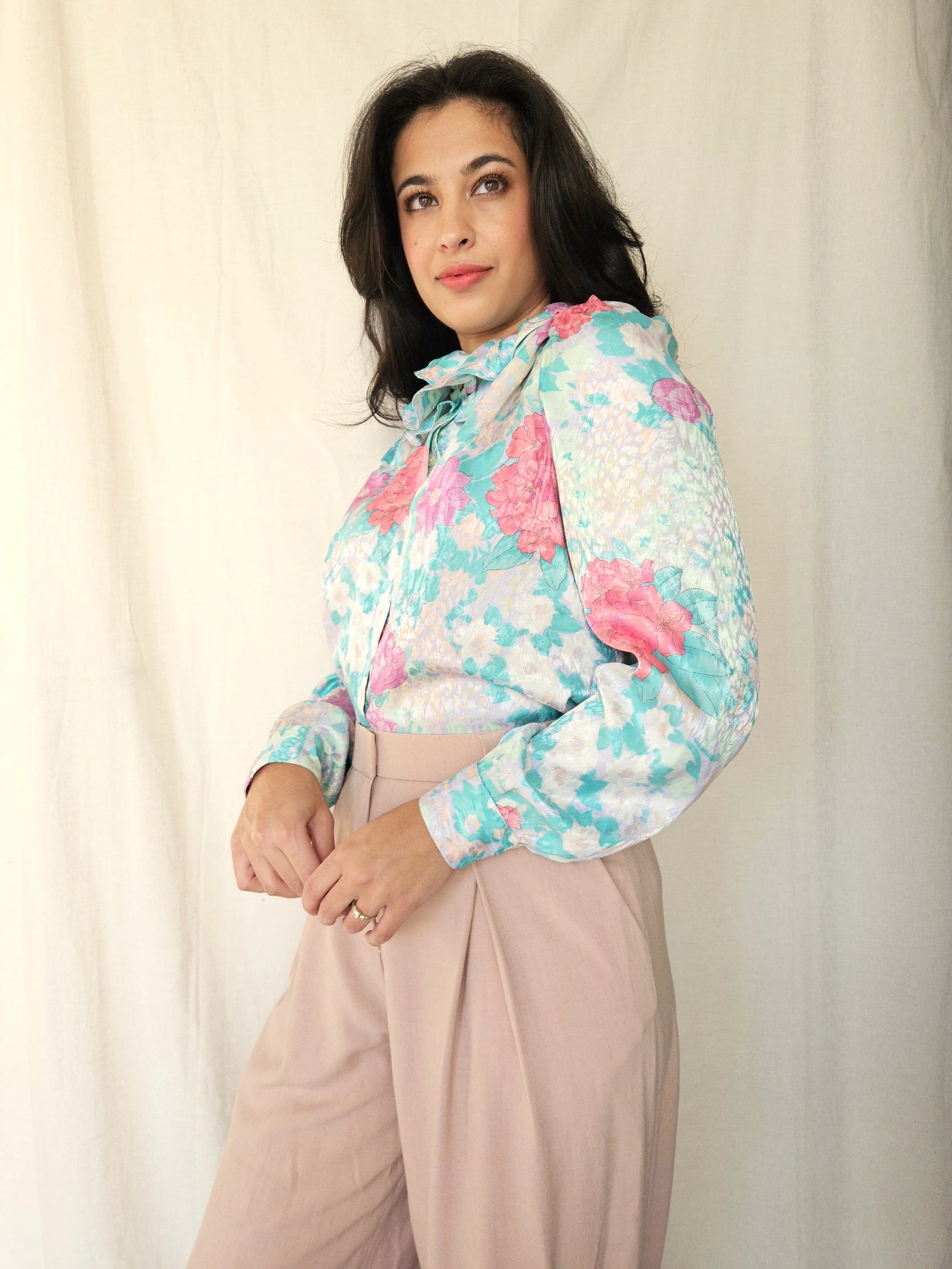 Vintage blouse Frozen Flowers | L