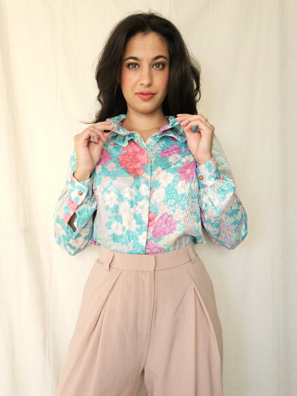 Vintage blouse Frozen Flowers | L