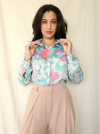 Vintage blouse Frozen Flowers | L