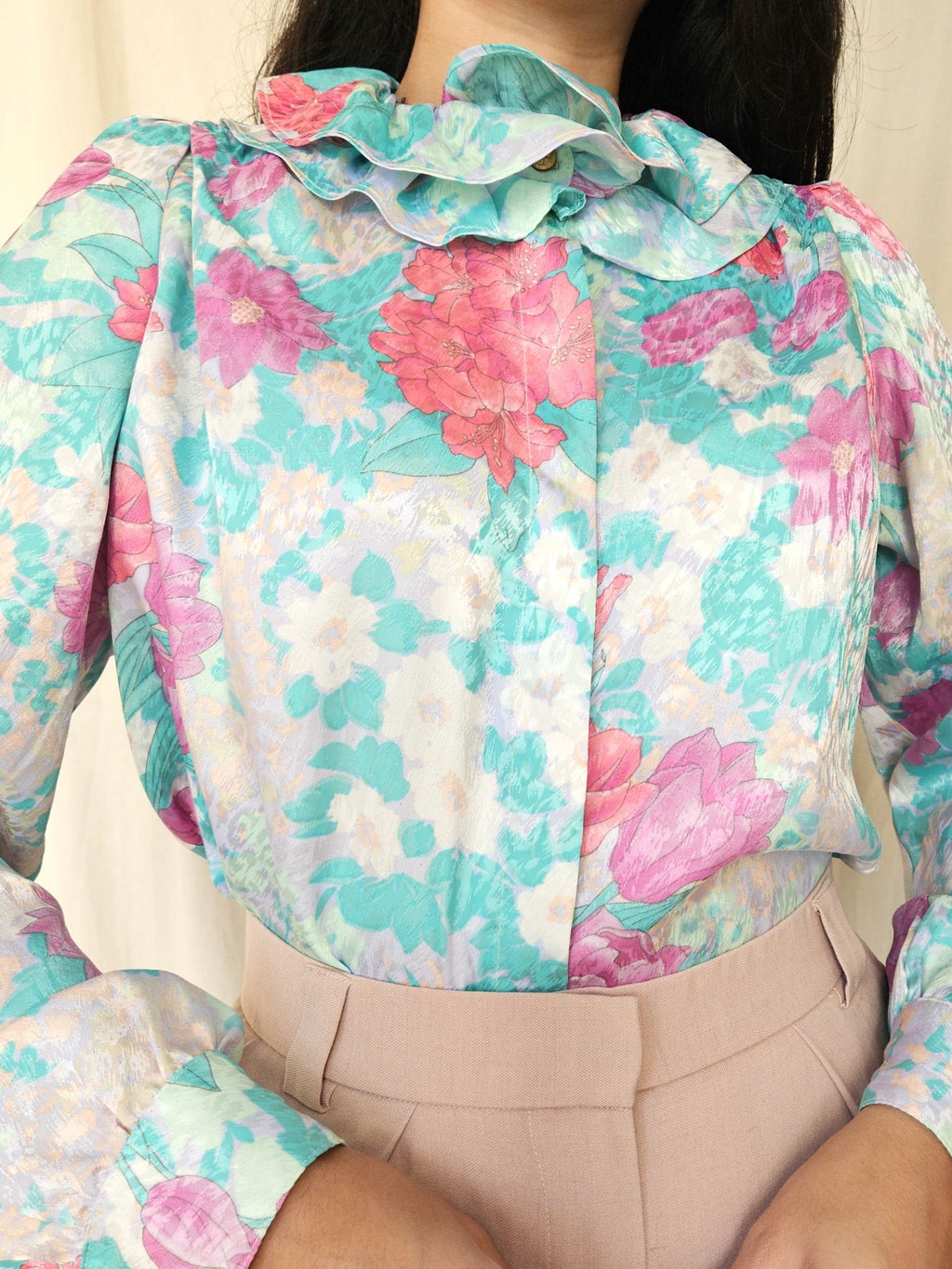 Vintage blouse Frozen Flowers | L