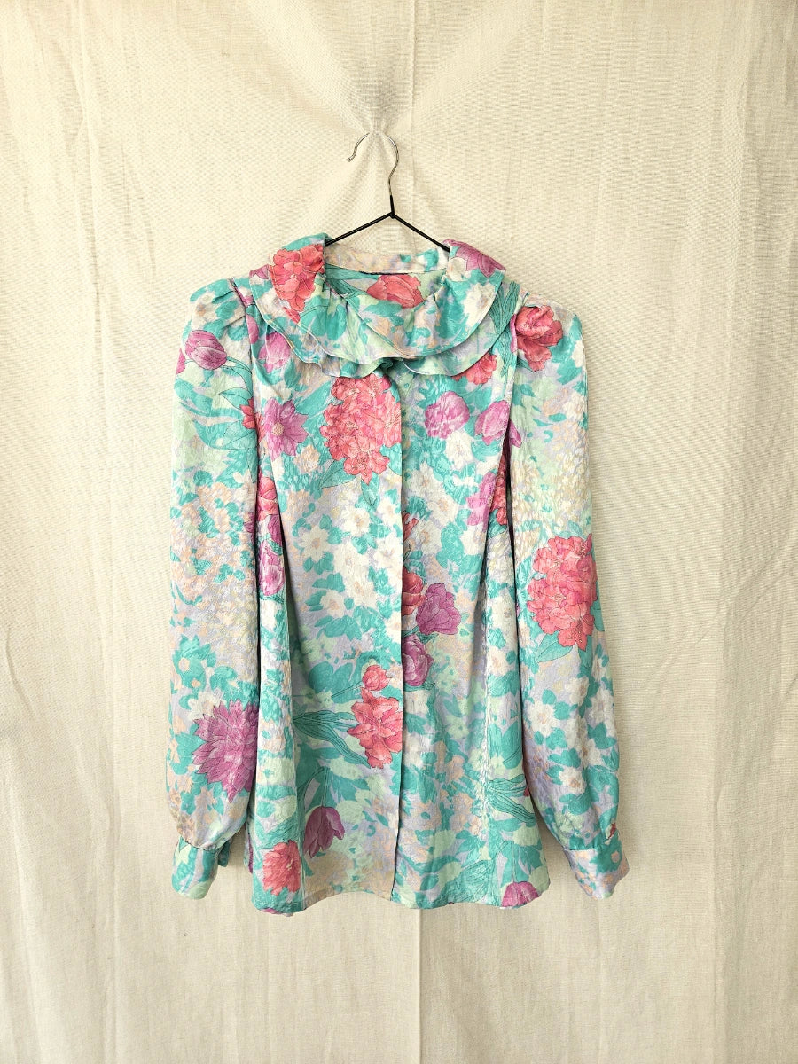 Vintage blouse Frozen Flowers | L