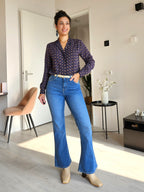 Vintage blouse blue pattern | XS/S