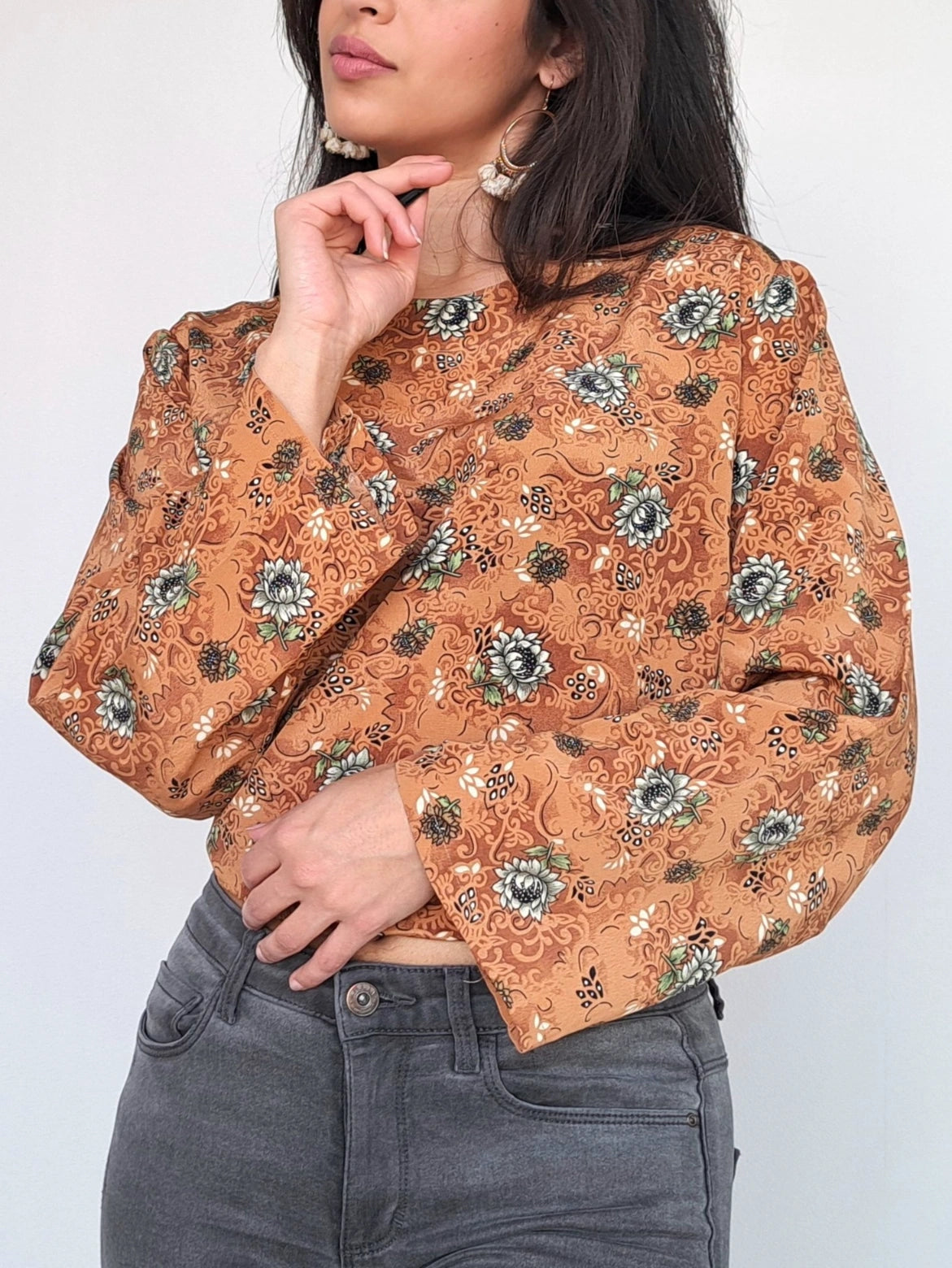 Boho vintage blouse with wide sleeves | S