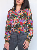 Vintage blouse flower party | S