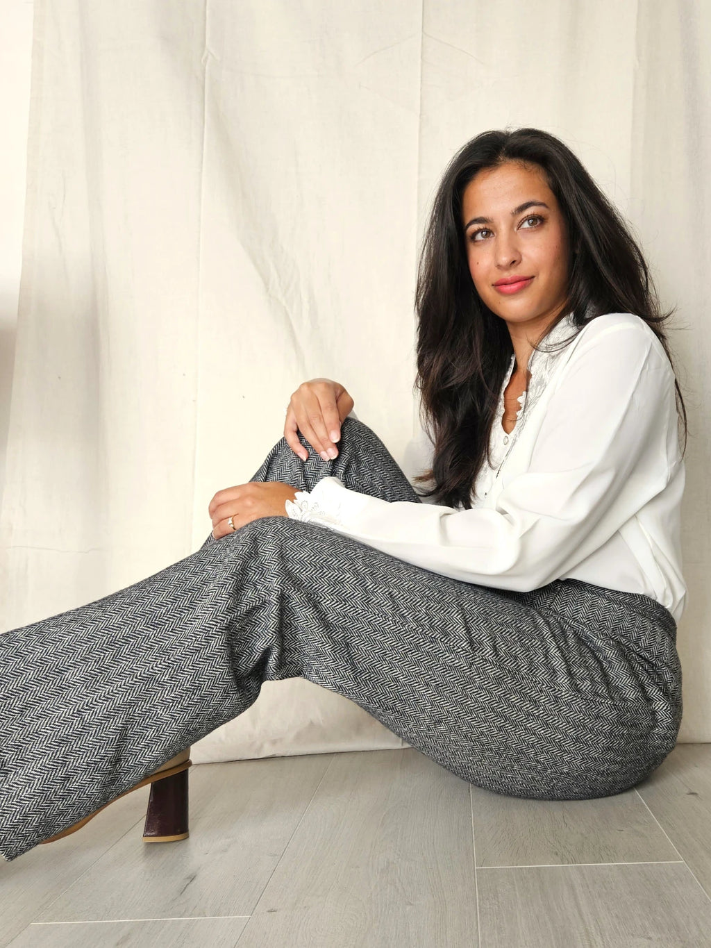 Wollen jaren 70 vintage broek - zwart - M