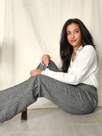 Wollen jaren 70 vintage broek - zwart - M