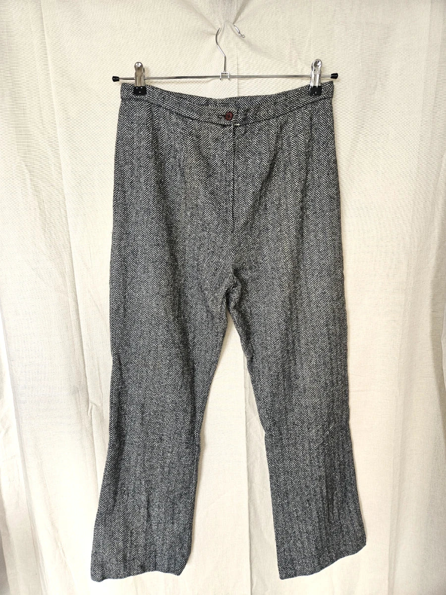 Wollen jaren 70 vintage broek - zwart - M