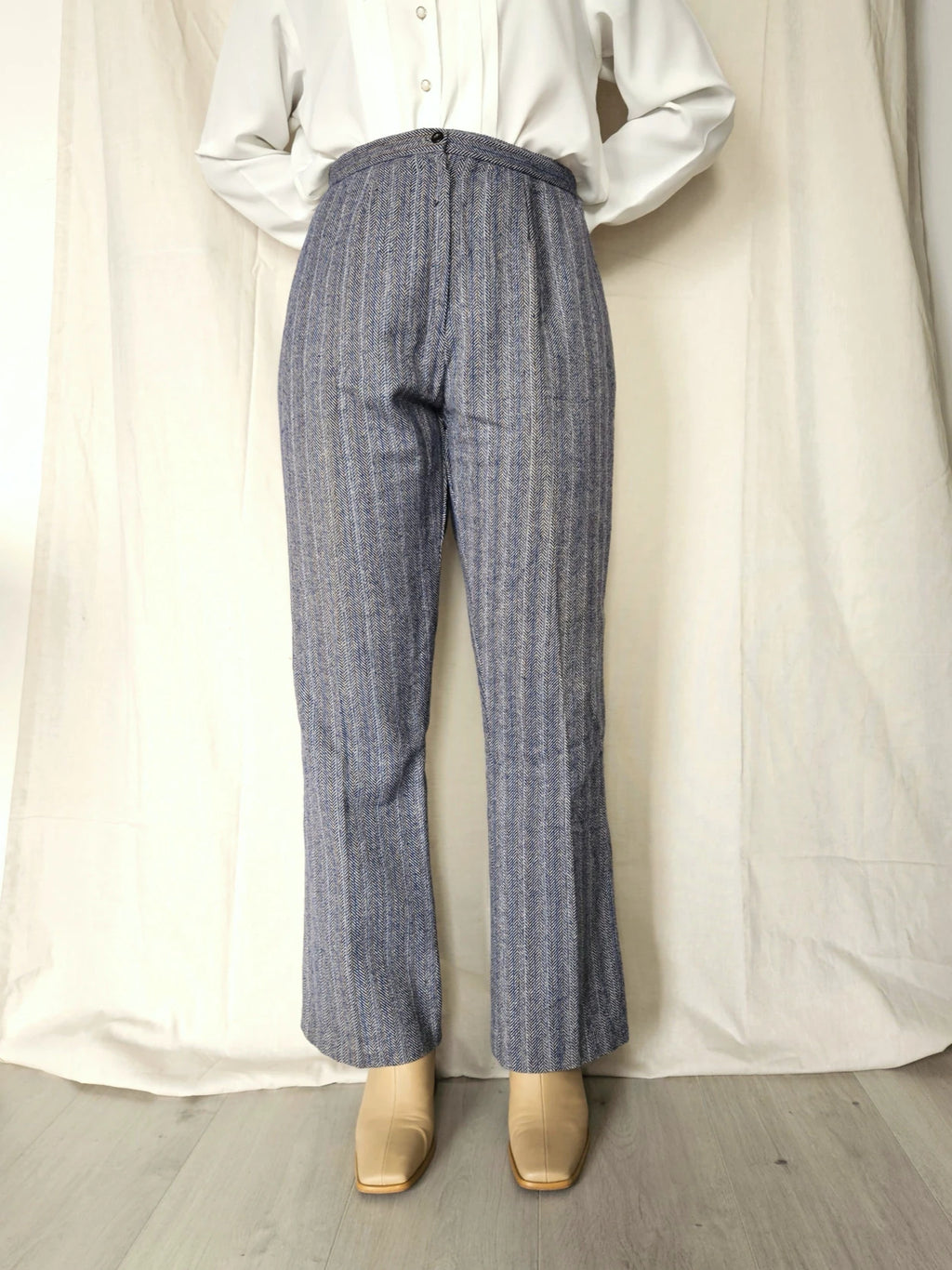 Wollen jaren 70 vintage broek - blauw - L